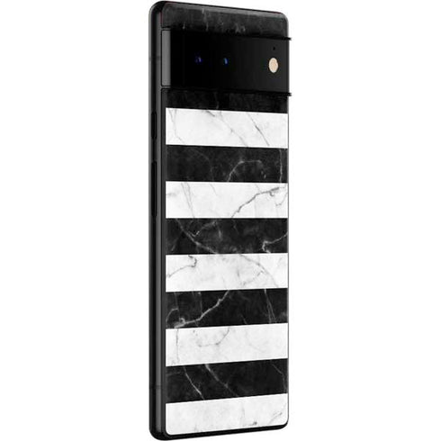 Black and White Striped Marble Google Pixel 6 Skin